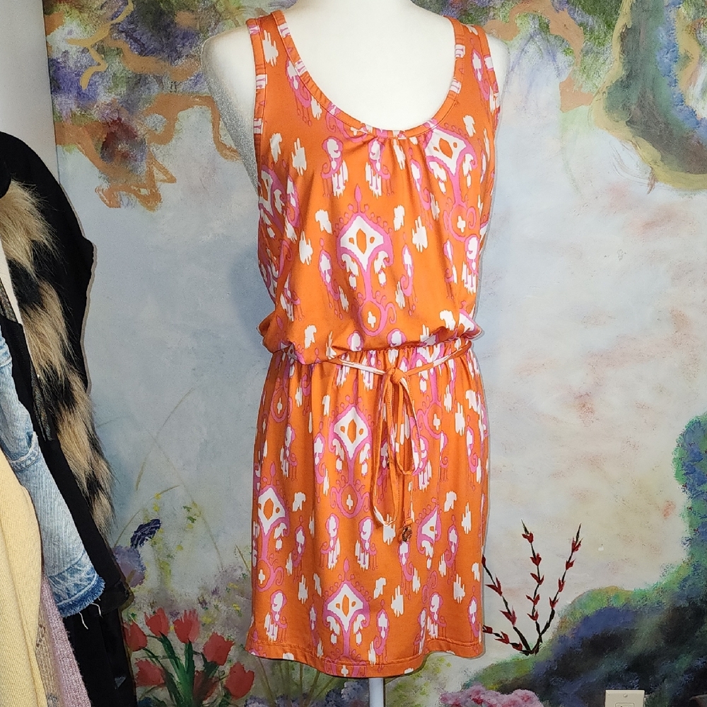 Mud Pie Orange and Pink Patterned Mini Dress